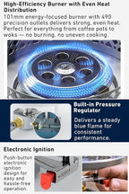CAMPINGMOON Propane Top Stove Plate Stainless Steel Frame IGT Table Top Gas Burner Windproof Recessed Design for Camping CK-25PG+PG-4 Gas not Included