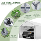 Carport 10x20ft Heavy Duty Canopy,Portable Garage Party Tent,Portable Garage with Removable Sidewalls & Doors All-Season Tarp for Car,Truck,Party White