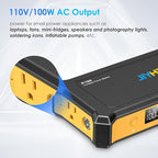 JIYHF Portable Power Station 99.9Wh, Backup Power with 65W USB-C PD, 100W AC Outlet, 12V DC Output, LED Light for Camping, Home Backup, Emergency, RV