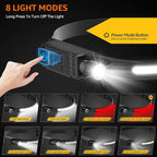 Headlamp Rechargeable with Red Light, 2 Pack Super Bright 230° Wide Beam Head Lamp, 30 Hrs Runtime, 8 Modes Waterproof Lightweight Headlights for Camping Running Fishing