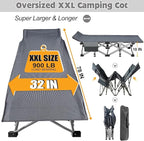 ABORON XXL Camping Cot with 2in Memory Foam Trifold Mattress, 900LBS Heavy Duty Sleeping Cot for Adults, Extra Wide Sleeping Cot, 1200D Double Layer Oxford Cot for Camping, Guest, Office Nap