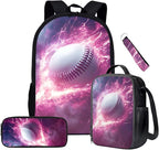 Baseball Backpack for Boys 12-14 School Boy Backpack with Lunch Bag Pencil Boxes for School Kindergarten Elementary Middle Kids Backpacks for Teen Mochilas Escolares Para Niños