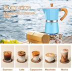 6 Cup Aluminum Espresso Stovetop Moka Pot Express Coffee Maker Percolator Italian Classic Mocha Coffee Machine for Italian and Cuban Cafe Brewing for Home & Camping 300ml 10oz