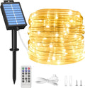 ICRGB Solar Rope Lights Outdoor, 39FT 100 LED Solar Rope Lights,IP67 Waterproof, 8 Modes, Outdoor Patio Porch Tree Wedding Christmas Pool Garden Decorative -Warm White