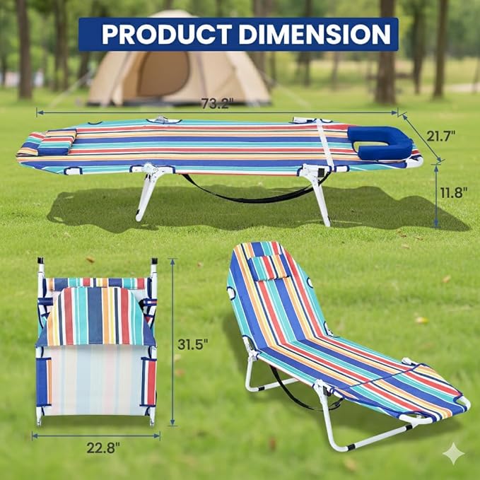 LILYPELLE Folding Camping Cot, Extra Wide Heavy Duty Sleeping Cots with Carry Bag, Double Layer Oxford Portable Travel Camp Cots for Home, Office Nap and Outdoor Beach