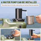 7.4 Gallon Water Jug, 28L Portable Water Container with Wheel & Pull Handl, Spigot, Cleaning Brush, Detachable Hose & Extra Lid, BPA-Free Camping Hydration Canteen, Outdoor Tank Storage PE - Green
