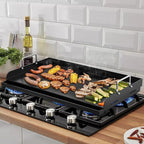 Updated 25" x 16" Cast Iron Griddle for Gas Grill, Nonstick Nanoceramic Stove Top Griddle for Gas Stove, Pre-Seasoned Flat Top Plate Insert for Outdoor Gas Grill, Camping, Tailgating, Parties