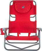 Ostrich Portable On-Your-Back Outdoor Camping Recliner w/5 Positions & Deluxe 3-in-1 Padded Sports Chair w/5 Positions and Footrest, Red