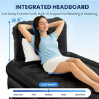 Twin Air Mattress with Headboard, Built-in Pump, Supports 500 lbs, Quiet Noiseless Design, 48-Hour Leak-Tested, 2.5 Min Fast & Easy Inflation/Deflation, Portable Blow Up Bed for Home, Guests & Camping