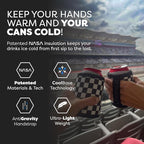 PHOOZY Insulated Can Cooler for 12oz Cans with NASA-Inspired Technology - Patented Koozie That Keeps Drinks Cold 10x Longer - Lightweight Beer Koozie for Outdoor Adventures - Checkered