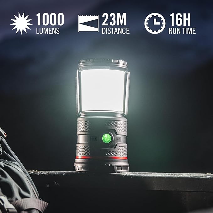 COAST EAL35R 1000 Lumen Voice-Controlled LED Emergency & Camping Area Lantern with Warm, Cool White, Day, Red & Red Flashing Mode, Power Bank Functionality - Desert