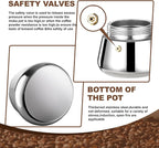9 Cup Stovetop Espresso Maker Stainless Steel Moka Pot Stove Top Percolator Italian Coffee Makers Capable Mocha Greca Machine Cafe Classic Induction Cookers for Home and Camping 450ml 15oz