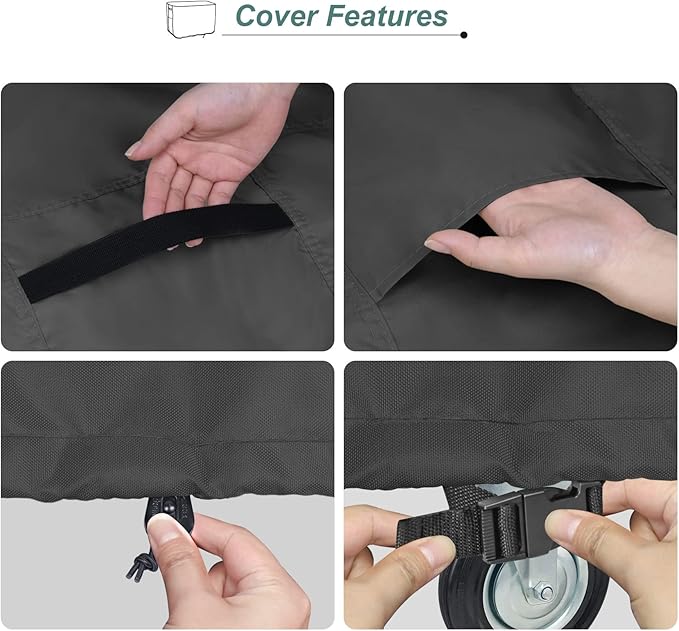 Waterproof Cooler Cart Cover Fits 80-100 Quart Patio Party Ice Chest Rolling Cooler, 40L x 20W x 34H inch, Black