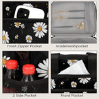 Pardick Daisy Flower Black Soft Cooler Bag Insulated Lunch Box for Men & Women, Large Leakproof Lunch Bag Portable Beach Cooler for Work, Picnic, Road Trips,Fishing, Travel, Camping,A-12