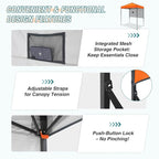 EAGLE PEAK 6x4 Instant Pop Up Canopy Tent with 1 Half Wall Panel, Straight Leg Sun Shelter, Portable Canopy with Carry Bag for Camping, Beach & Sports, Orange
