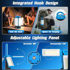 T-SUN Rechargeable 10400mAh Camping Light with Stand, Cordless Work Light with 4 LED Lamp Heads, Portable Light for 6000K Pure Cool White Focused Beam, Detachable Tripod & Storage Bag