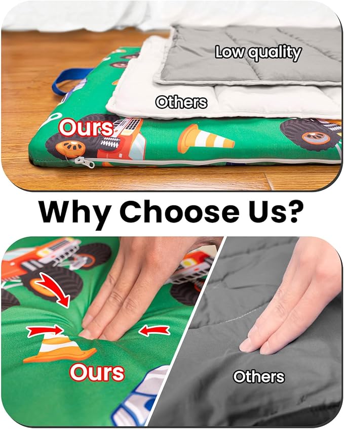 Primlect Toddler Thickened Foam Nap Mat with Pillow, Extra Large 55"x35", Soft, Supportive Sleeping Bag with Detachable, Washable Cover, for Sleepover, Home, Travel, Boys and Girls