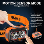 Headlamp Rechargeable, Lightweight LED Head Lamp, Motion Sensor Head Flashlight, Super Bright Waterproof Head Light for Camping, Running, Reading, Work, and Everyday Carry (EDC)