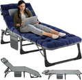 NAIZEA Folding Camping Cot W/Mat for Adults, Adjustable Lounge Chair Outdoor, Heavy Duty Sleeping Cot Bed, Travel Camp Cots for Pool, Beach, Patio Sunbathing