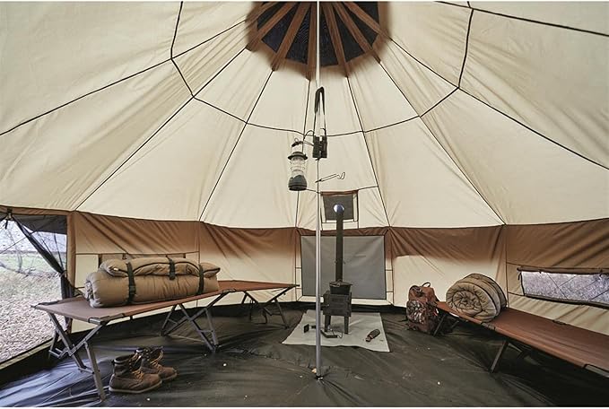 Guide Gear Base Camp Tent, Outdoor, Hiking, Hunting, Four Season Camping with Stove Jack