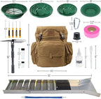 ASR Outdoor 24pc Deluxe 50" Backpack Folding Gold Sluice Box Kit Gold Prospecting Equipment Set, Khaki