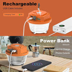 Rechargeable Camping Light , Cute Pine Cones Camping Lights Set for Kids, 1200LM，4800mAh Rechargeable Led Lantern with 4 Modes, Portable Camping Light for Tent,Lightweight Tent Lamp(Orange)