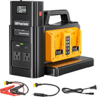 500W Pure Sine Wave Power Inverter for DeWalt 20V Battery, 4-Ports DC 20V to AC(2 Outlets) 120V Car Charger Plug Inverter Adapter Converter for Camping, Travel,Emergencies(Tool Only)