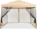 10x10ft Pop-Up Canopy, Outdoor Screen Tent with Mesh Mosquito Netting Sidewalls, Waterproof & UV-Block Shade Shelter for Camping, Picnic, Deck & Backyard Events