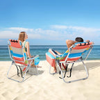 VINGLI Tall Beach Chair 2 Pack Lightweight, Backpack Beach Chair for Adults with 5-Position, Cooler Bag, Cup Holders, Towel Bar, Folding Beach Camping Chairs（16“-Rainbow）