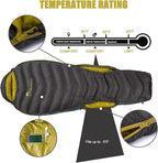 Mountaintop Ultralight Mummy Down Sleeping Bag 650 Fill Power Duck Down Suits for 32 Degree F for Camping Hiking Backpacking