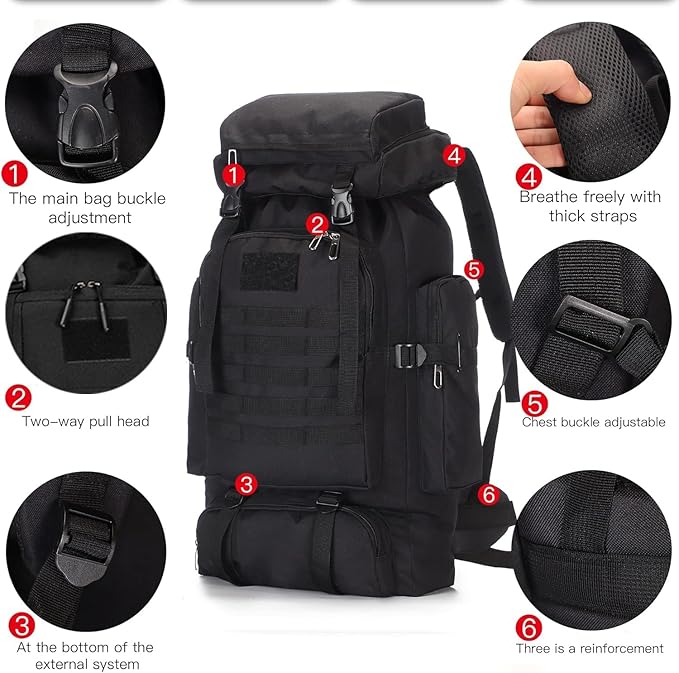 100L Hiking Backpack Men Large Waterproof Camping Backpack Lightweight Packable Backpacking Backpack Daypack Military Rucksack for Men Travel Climbing Outdoor Sports