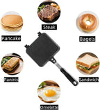 Hot Sandwich Maker, Grilled Sandwich Toaster for Small Bread Pancake, Double Sided Non-Stick Frying Pan, Stovetop Sandwich Grill Press Flip Pan for Camping Kitchen (Inside 5.4" L x 4.7" W)