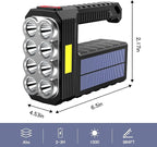 8 LED Solar Flashlight with COB Sidelight, 1000 Lumens Solar Powered Flashlights, Solar or USB Charging Waterproof Handheld Flashlights with 3 Modes for Fishing Outdoor Camping Emergencies
