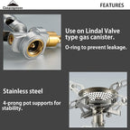 CAMPINGMOON Canister Top Stove Portable Compact Foldable w/Micro Regulator w/4Flex w/igniter XD-2F (Silver)