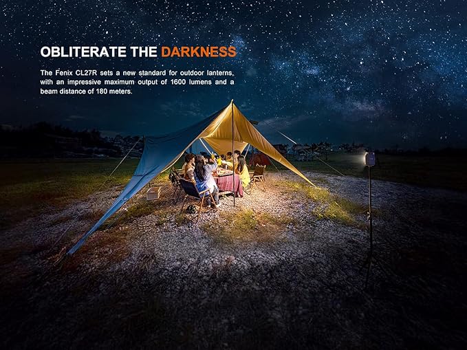 Fenix CL27R Camping Lantern Flashlight, 1600 lumens USB-C Rechargeable Waterproof Portable with White and Red LEDs and Lumentac Organizer for Hurricane Power Outage Emergency and Job Sites (Blue)