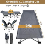 DoCred Oversized XXL Folding Camping Cot with Mattress, 2 Pack Heavy Duty Sleeping Cot Bed Portable Adults Outdoor Bed with Carry Bag, Travel Camp Cots