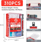 Professional First Aid Kit - 310 Piece HardCase Medical Kit for Home, Car, Camping, Travel, Hiking, Truck, Office, Sports, Vehicle & Outdoor Emergencies