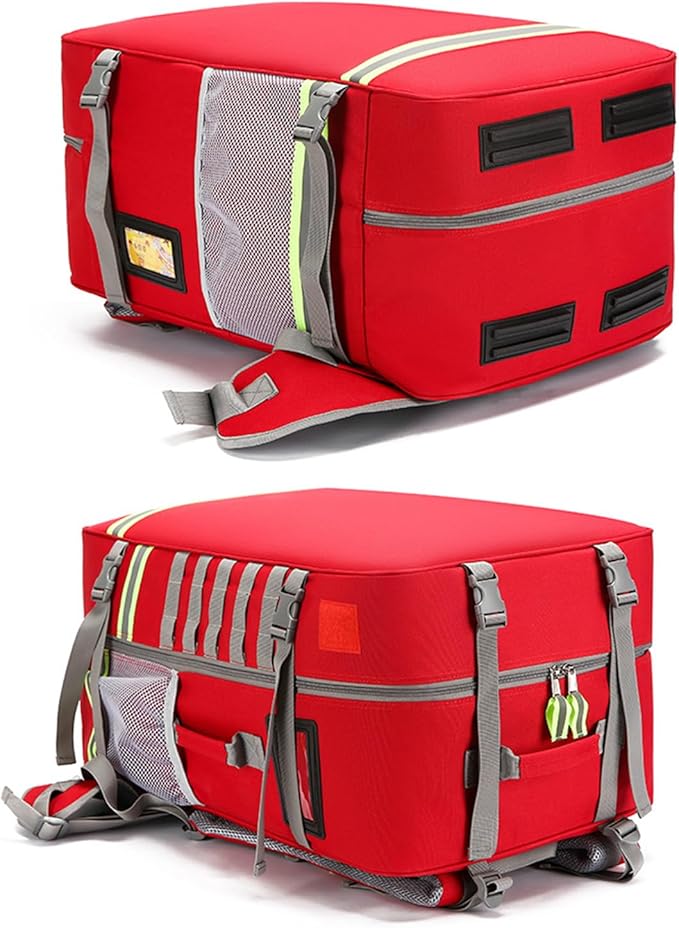 Emergency Bag First Aid Backpack Empty First Aid Bag Treatment First Responder Trauma Bags for Camping Cycling Outings(Red,55x35x25cm)