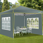 COBIZI 10x10 Pop up Canopy Tent Gazebos, Ez up Canopy 10x10 for Parties Beach Camping Party Event Shelter Sun Shade with 4 Sidewalls & Carry Bag 4 Stakes & Ropes & Sandbags, Grey