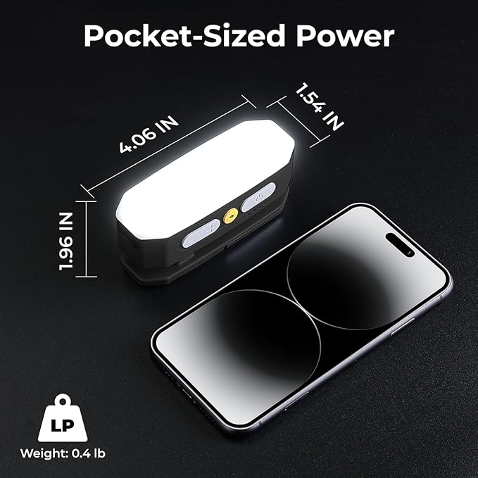 BougeRV Movable Area Light, Rechargeable Camping Lantern, 3200mAh Portable Camping Light, IP65 Waterproof, Camp Lamp for Tent, Power Outages, Emergency, Outdoor(Black)