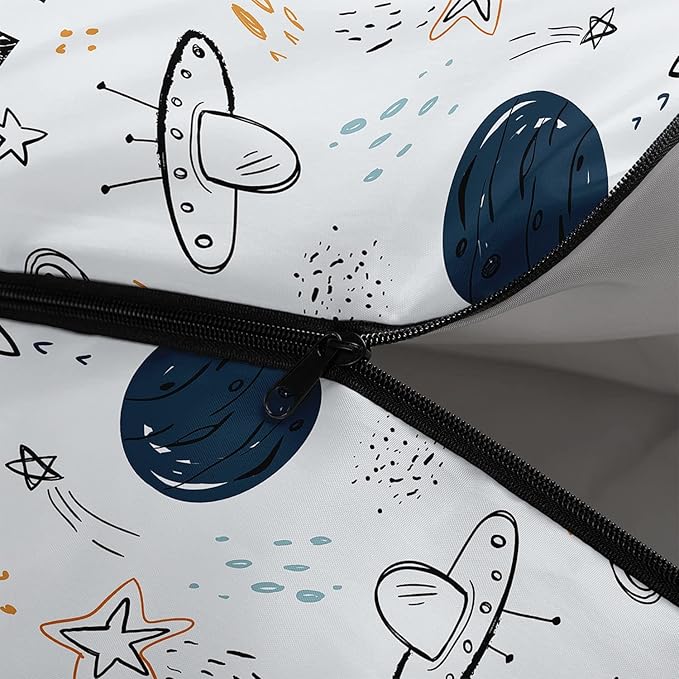 Kids Sleeping Bag for Boys Girls,Cartoon Spaceship Print-Lightweight Warm Portable Outdoor Indoor-Waterproof Cold Weather Resistant Sleeping Bag for Camping Hiking(Spaceship)