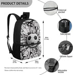 Football Design Book Bag with Portable Lunch Bag and Large Capacity Pencil Box, Lightweight Elementary Kindergarten Schoolbag for Kids Hiking Traveling Festival Gift