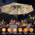 VOOKRY Solar Umbrella Lights Outdoor, Waterproof Solar Powered Patio Umbrella Lights 8 Strands Cordless 8 Modes LED Umbrella Patio Lights for Beach Tent Camping Garden Party Decoration(Multicolor)