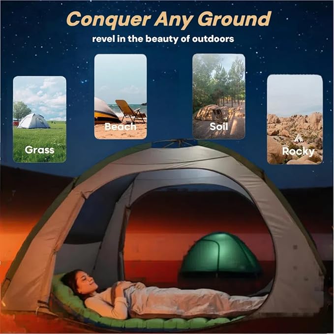 4 Inch Thick Camping Sleeping Pad with Internal Straps - R Value 4.0 for 4 Seasons, Lightweight Sleeping Mat for Hiking, Backpacking, Travel