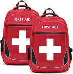First Aid Bag Empty Red Emergency Medicine Bag First Responder Trauma Multi-Pocket Traveling Field Trips Camping Essentials (Red, Pack of 2)