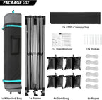 COBIZI 10x20 Heavy Duty Pop up Canopy Tent Easy Up Commercial Outdoor Canopy Wedding Party Tents for Parties All Season Wind & Waterproof Gazebo with Roller Bag,Black(Frame Thickened)