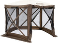 CLAM Pop Up Screen Tent, Outdoor Camping Gazebo Canopy, Adventure with Wind Panels, 9' x 9', Brown