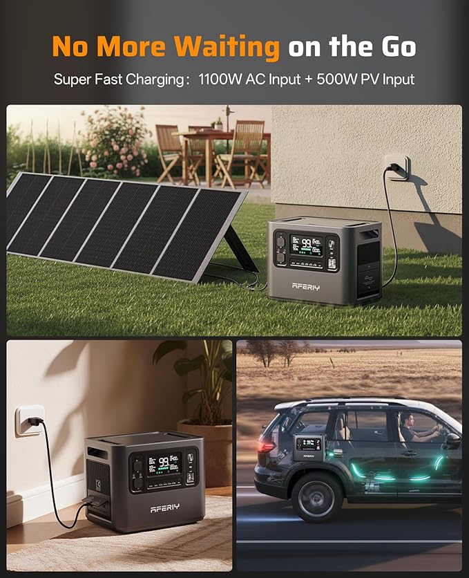 AFERIY P210 Portable Power Station 2400W (Peak 4800W),2048Wh LiFePO4 Battery Generator,AC Fast Charging, 12V/25A XT60 DC output port,UPS Power Outages,Home Backup,Camping(Solar Panel Optional)