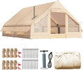YOLENY Inflatable Tents for Camping, 6-12 Person Blow Up Tent with TPU Skylight, Canopy, Mesh Windows, Stove Jack & Pump, 4 Season Large Inflatable Tent, Waterproof & Windproof