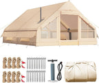 Yoleny Inflatable Tents for Camping with Stove Jack, 8-10 Person Blow Up Tent, Easy Setup with Hand Pump, Portable 130 Square Waterproof Camping Tent